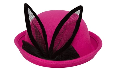 Шляпка розовая с черными ушками, детская Прочие (Розовый) 