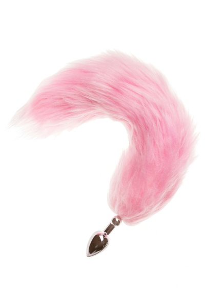LED пробка c длинным хвостом металлическая, розовая Pink Rabbit (Розовый) 
