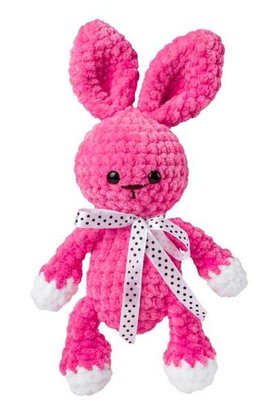 Зайка маленькая c бантом Hand Made, малиновая Pink Rabbit toys (Малиновый) 