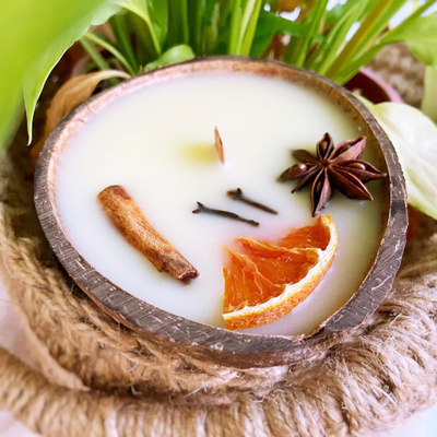 Свеча ароматическая Time Heat Апельсиновый пунш в кокосе 