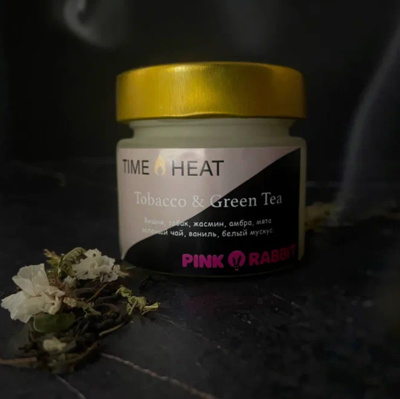 Свеча ароматическая Time Heat "Табак & Зеленый чай" в банке 