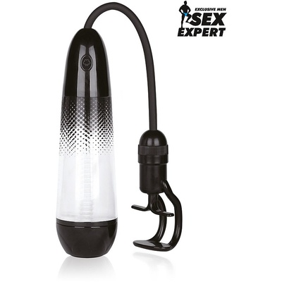 Sex Expert - Рельефная вакуумная помпа с ручным насосом, 25.5х6 см (Черный) 