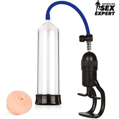 Sex Expert - Вакуумная помпа с дополнительной насадкой, 20х5.5 см (Прозрачный) 