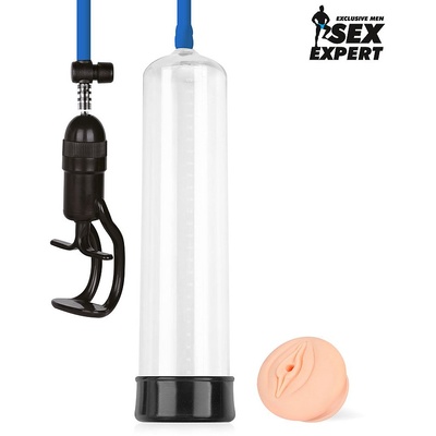 Sex Expert - Вакуумная помпа с ручным насосом и уплотнителем-вагиной, 28х6.5 см 