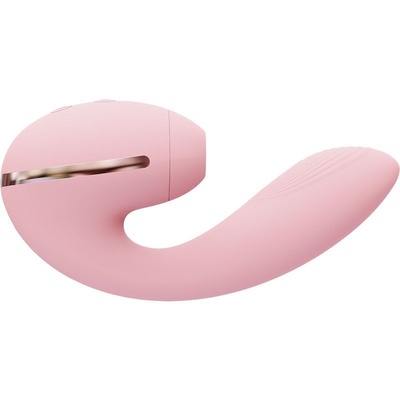 Kistoy Tina Mini - Вакуумный вагинально-клиторальный вибратор, 11х3.2 см., (розовый) 