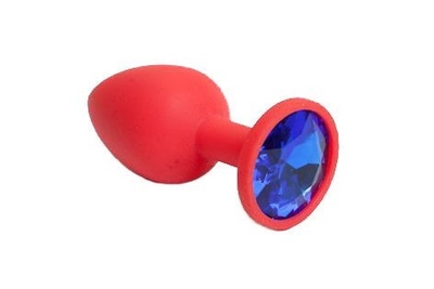 Красная силиконовая пробка с синим стразом - 7,1 см. 4sexdream (синий) 