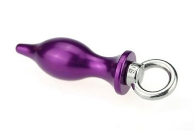 Фиолетовая металлическая анальная пробка с кольцом - 7 см. 4sexdream (фиолетовый) 