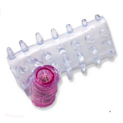 Прозрачная вибронасадка на пенис с шишечками и открытой головкой White Label (прозрачный) 