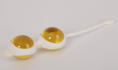 Желтые вагинальные шарики в силиконовой оболочке White Label (желтый) 