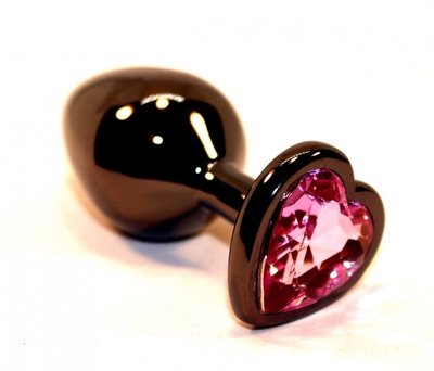 Чёрная пробка с розовым сердцем-кристаллом - 7 см. 4sexdream (розовый) 