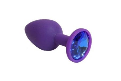 Фиолетовая силиконовая пробка с синим стразом - 7,1 см. 4sexdream (фиолетовый) 