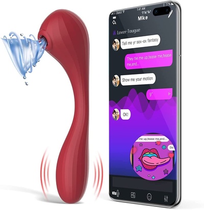 Magic Motion Bobi Red вакуумный вагинально-клиторальный стимулятор с управлением со смартфона, 20х3.3 см (красный) 