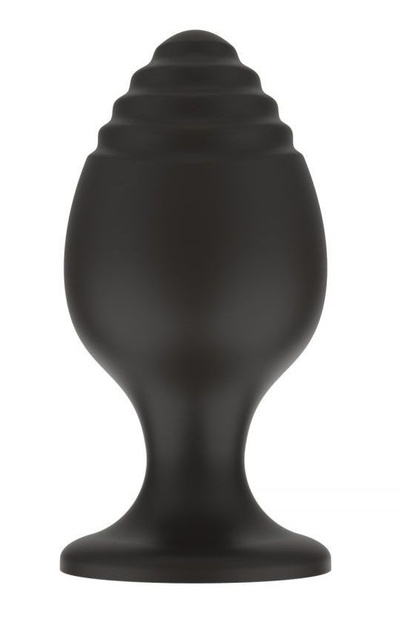Черная средняя силиконовая анальная пробка с ребрышками на кончике Свободный ассортимент (черный) 