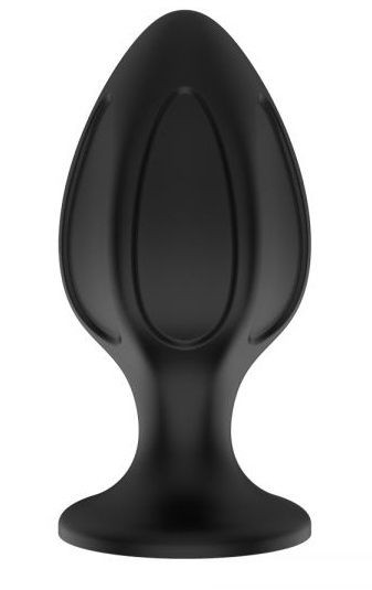 Черная малая силиконовая анальная пробка с вертикальными бороздками Свободный ассортимент (черный) 