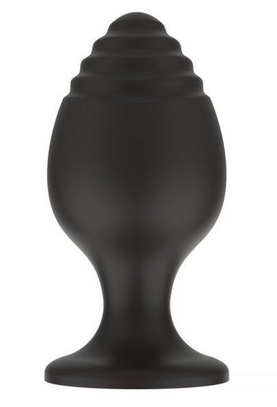 Черная малая силиконовая анальная пробка с ребрышками на кончике Свободный ассортимент (черный) 