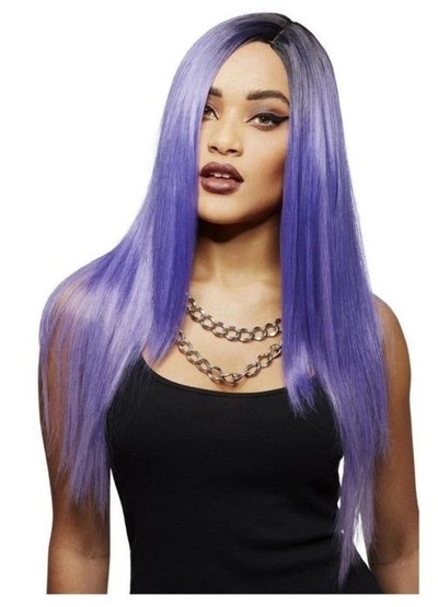 Парик с длинными прямыми волосами и боковым пробором Fever (фиолетовый) 