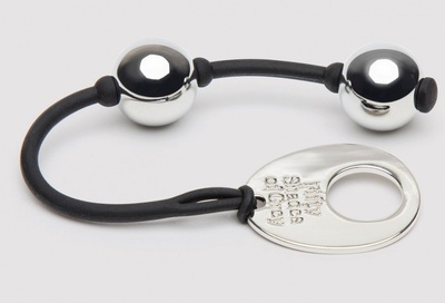 Серебристые шарики Inner Goddess Mini Silver Pleasure Balls 85g на черном силиконовом шнурке Fifty Shades of Grey (серебристый с черным) 