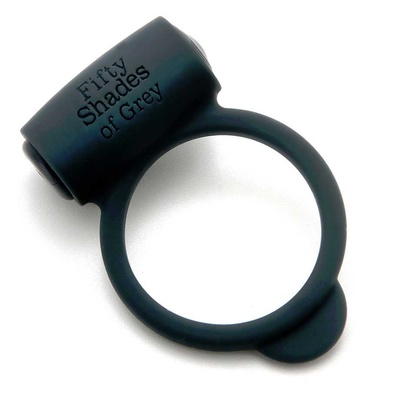 Темно-серое эрекционное кольцо Vibrating Love Ring с вибрацией Fifty Shades of Grey (серый) 