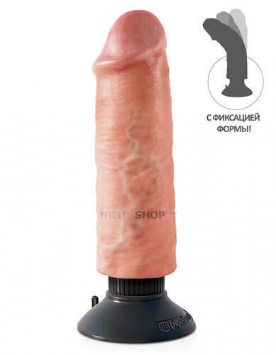Реалистичный вибратор PipeDream King Cock 6" с фиксацией формы на съемной присоске, телесный 