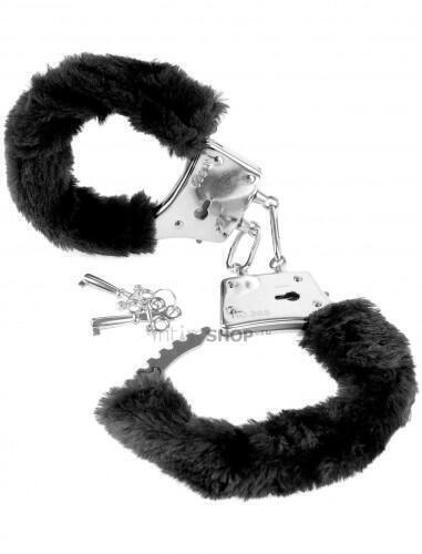 Наручники металлические с искусственным мехом Beginner's Furry Cuffs, черные PipeDream (Черный) 
