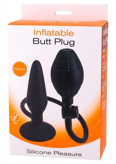 Seven Creations Inflatable Butt Plug M - надувная анальная пробка, средняя, 14,2х8 см (Черный) 