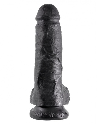 Чёрный фаллоимитатор 8" Cock with Balls - 21,3 см. PipeDream (черный) 