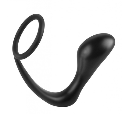 Эрекционное кольцо с анальной пробкой Ass-Gasm Cockring Plug PipeDream (черный) 