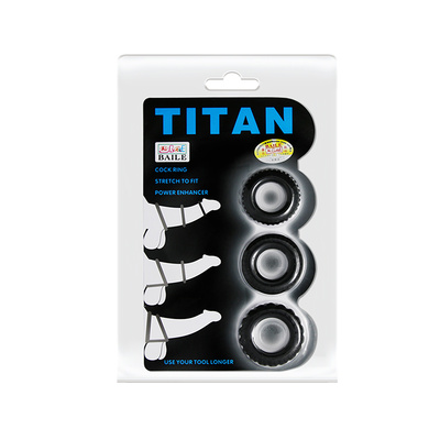 Titan Cock Ring Set Blue - Эрекционные кольца, 3 шт LyBaile (Черный) 
