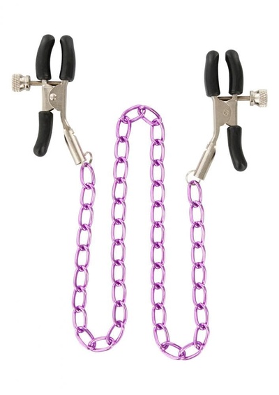 Металлические зажимы для сосков с розовой цепочкой Stimulating Nipple Chain Metal Toy Joy (Розовый) 