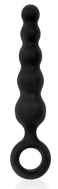 Черный анальный стимулятор-елочка с ограничительным колечком - 8,5 см. Bior toys 