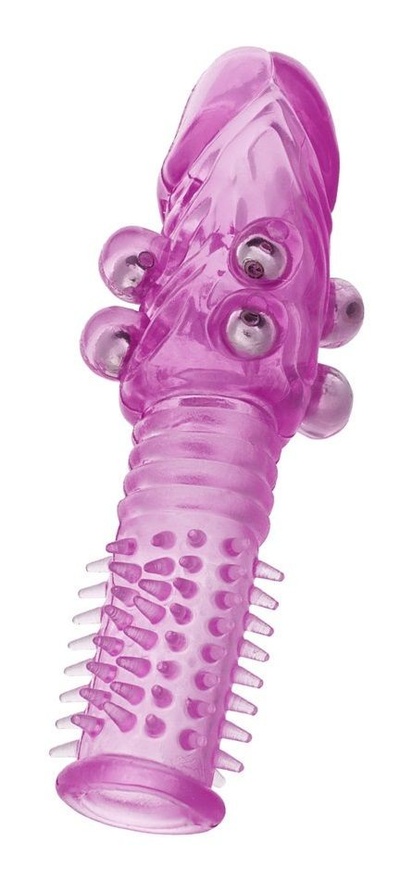 Фиолетовая стимулирующая насадка с шипами и шишечками - 13,5 см. Toyfa Basic (фиолетовый) 