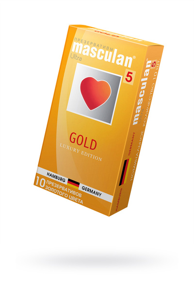 Masculan, 5 ultra - Презервативы, 19 см, 10 шт. (золотой) 