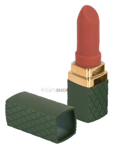 Мини-вибратор в виде помады Emerald Love Luxurious Lipstick, зеленый (Зеленый, золотистый) 