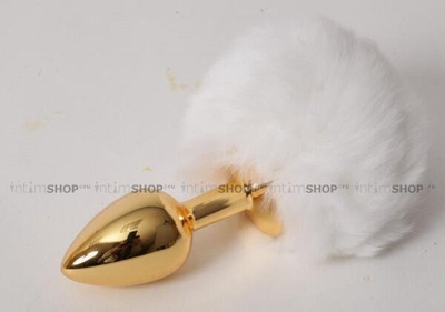Пробка c белым хвостом задорный кролик Luxurious Tail, золотая 4sexdream 