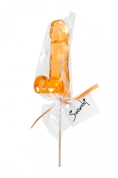 Оранжевый леденец в форме пениса со вкусом аморетто Sosuчki 