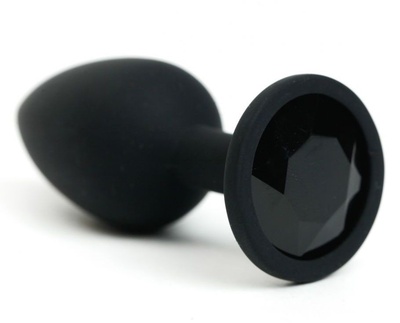 Черная анальная пробка с черным стразом - 7,6 см. 4sexdream (черный) 