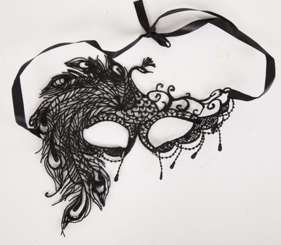 Карнавальная кружевная маска с жар-птицей White Label (черный) 