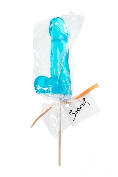 Голубой леденец в форме пениса со вкусом перечной мяты Sosuчki 