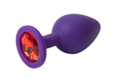 Фиолетовая силиконовая пробка с алым стразом - 8,2 см. 4sexdream (красный) 