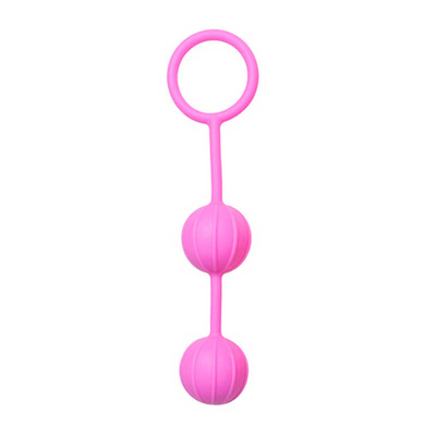 EasyToys Vertical Ribbed Geisha Ball - Розовые вагинальные шарики со смещённым центром тяжести, 16х3 см (Розовый) 