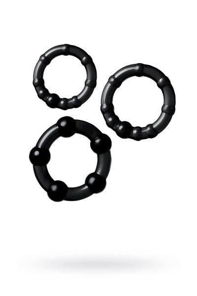 Набор черных эрекционных колец, 3 шт Свободный ассортимент (Черный) 