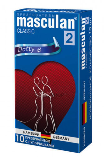 Презервативы с пупырышками Masculan Classic Dotty №2, 10 шт Masculan Play (Нежно-розовый) 