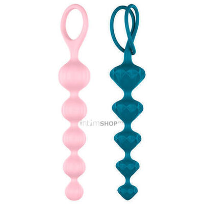 Набор анальных стимуляторов Satisfyer Beads 2 шт, цветные (Морская волна, розовый) 