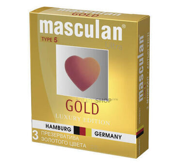 Презервативы Masculan Ultra Gold с ароматом ванили №5, 3 шт Masculan Play (Золотистый) 