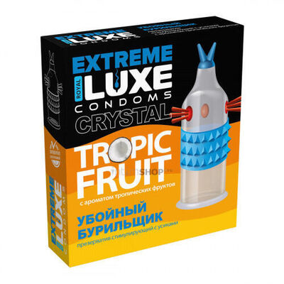 Презерватив стимулирующий Luxe Extreme Убойный бурильщик Тропические фрукты , 1 шт (Бесцветный) 