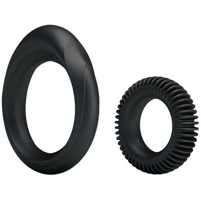 LyBaile Ring Manhood Black - Набор эрекционных колец, 2 шт (Черный) 