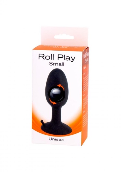Seven Creations Roll Play Small - анальная пробка с шариком внутри, 7х2,8 см (Черный) 