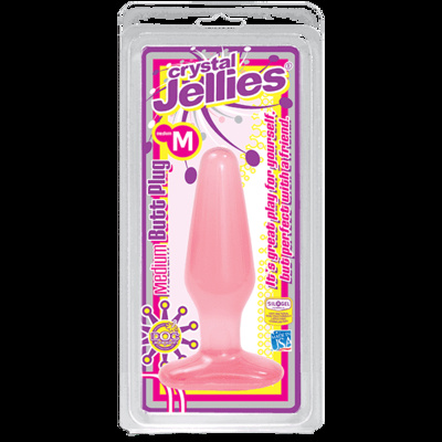 Анальная пробка Crystal Jellies Butt Plug Medium, 13х3,5 см (розовый) Doc Johnson 