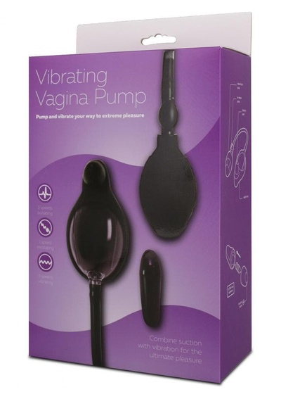 Seven Creations Vibrating Vagina Pump вагинальная помпа с вибрацией, 7,5х4,5 см (черный) 