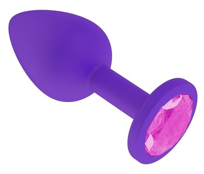 Фиолетовая силиконовая пробка с розовым кристаллом - 7 см. Главсексмаг (розовый) 